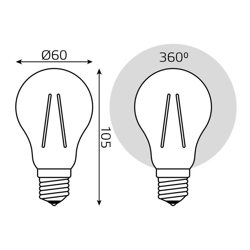 Лампа светодиодная филаментная Black Filament 8Вт A60 грушевидная 2700К тепл. бел. E27 740лм GAUSS 102802108