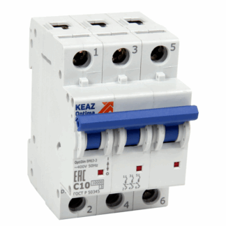 Выключатель автоматический модульный 3п C 10А 6кА OptiDin BM63-3C10-УХЛ3 (ВМ63) КЭАЗ 103735
