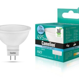 Лампа светодиодная LED7 JCDR/845/GU5.3 7Вт рефлектор матовая 4500К бел. GU5.3 495лм 170-265В Camelion 11657