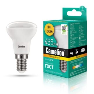 Лампа светодиодная LED6 R50/830/E14 6Вт рефлектор матовая 3000К тепл. бел. E14 455лм 170-265В Camelion 11658