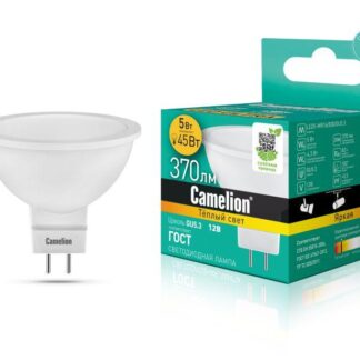 Лампа светодиодная LED5-MR16/830/GU5.3 5Вт 3000К тепл. бел. GU5.3 370лм 12В Camelion 12025