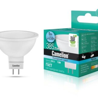 Лампа светодиодная LED5-MR16/845/GU5.3 5Вт 4500К бел. GU5.3 385лм 12В Camelion 12026