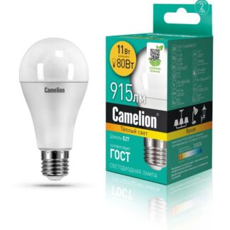 Лампа светодиодная LED11-A60/830/E27 11Вт грушевидная матовая 3000К тепл. бел. E27 915лм 170-265В Camelion 12035