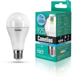 Лампа светодиодная LED11-A60/845/E27 11Вт грушевидная матовая 4500К бел. E27 925лм 170-265В Camelion 12036