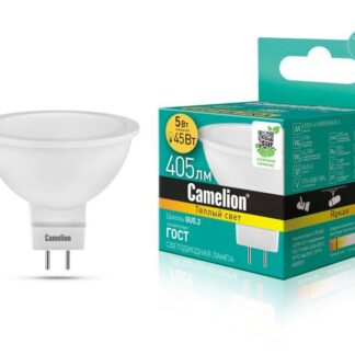 Лампа светодиодная LED5-S108/830/GU5.3 5Вт рефлектор матовая 3000К тепл. бел. GU5.3 405лм 170-265В Camelion 12041