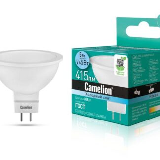Лампа светодиодная LED5-S108/845/GU5.3 5Вт рефлектор матовая 4500К бел. GU5.3 415лм 170-265В Camelion 12042