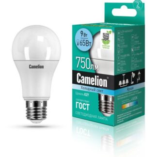 Лампа светодиодная LED9-A60/845/E27 9Вт грушевидная матовая 4500К бел. E27 750лм 170-265В Camelion 12044