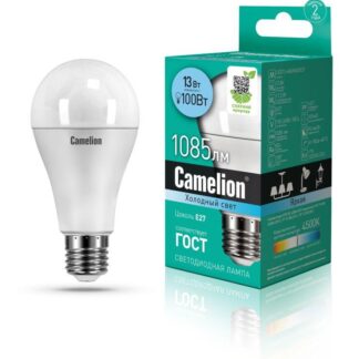 Лампа светодиодная LED13-A60/845/E27 13Вт грушевидная матовая 4500К бел. E27 1085лм 170-265В Camelion 12046