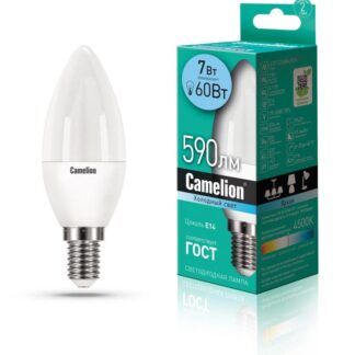 Лампа светодиодная LED7-C35/845/E14 7Вт свеча матовая 4500К бел. E14 590лм 170-265В Camelion 12074