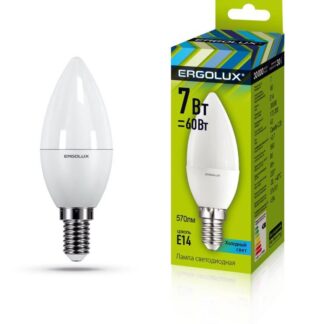 Лампа светодиодная LED-C35-7W-E14-3000K "Свеча" 172-265В Ergolux 12134