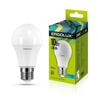 Лампа светодиодная LED-A60-10W-E27-4500K 10Вт грушевидная 4500К бел. E27 180-240В ЛОН Ergolux 12149