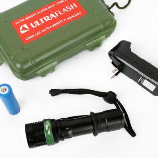 Фонарь аккумуляторный E142 CREE 3Вт фокус 3 режима 220В пластик. черн. (бокс) Ultraflash 12187