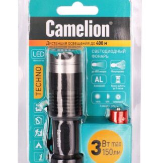 Фонарь LED5135 (LED XPE ZOOM 3 реж 1хLR6 алюм. блистер черн.) Camelion 12915