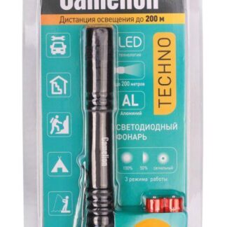 Фонарь LED51517 XPE 3 режима 2хLR03 (в компл.) алюм. черн. (открывающ. блист.) Camelion 12917