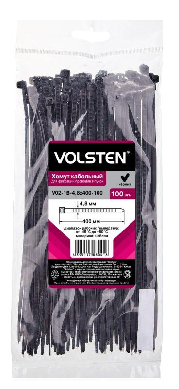 Хомут V02-1B-4.8х400-100 4.8х400 нейл. черн. (уп.100шт) Volsten 12966