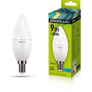 Лампа светодиодная LED-C35-9W-E14-4К 9Вт свеча 4000К нейтр. бел. E14 172-265В Ergolux 13168