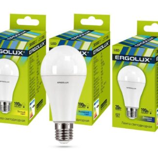 Лампа светодиодная LED-A65-20W-E27-3K 20Вт грушевидная 3000К тепл. бел. E27 180-240В ЛОН Ergolux 13182