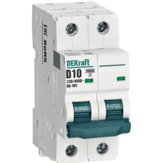 Выключатель автоматический модульный 2п D 10А 10кА ВА-105 DEKraft 13212DEK