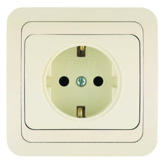 Розетка 1-м СП Mimoza 16А IP20 с заземл. керамика крем./крем. Makel 25008