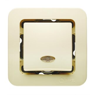 Выключатель 1-кл. СП Lillium 10А IP20 без вставки с подсветкой крем. Makel 71221