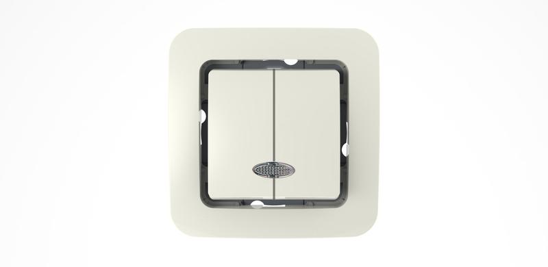 Выключатель 2-кл. СП Lillium 10А IP20 без вставки с подсветкой бел. Makel 71023