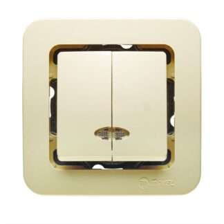 Выключатель 2-кл. СП Lillium 10А IP20 без вставки с подсветкой крем. Makel 71223