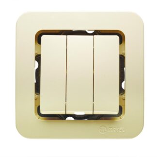 Выключатель 3-кл. СП Lillium 10А IP20 без вставки крем. Makel 71291