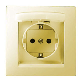 Розетка 1-м СП Simon15 16А IP44 250В с заземл. Schuko защ. шторки с крышкой винт. клеммы сл. кость Simon 1590450-031