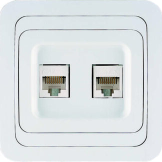 Розетка компьютерная 2-м СП Mimoza 16А IP20 кат.5 бел. Makel 12036