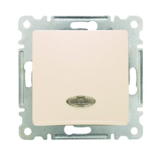Выключатель 1-кл. СП Lillium IP20 с подсветкой механизм крем. Makel 30010021