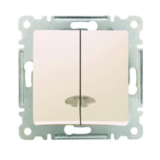 Выключатель 2-кл. СП Lillium IP20 с подсветкой механизм крем. Makel 30010023