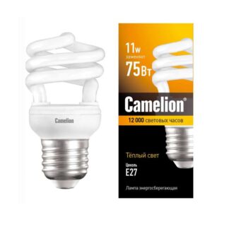 Лампа люминесцентная компакт. FC AS T2 11Вт E27 спиральная 2700К Camelion 8193