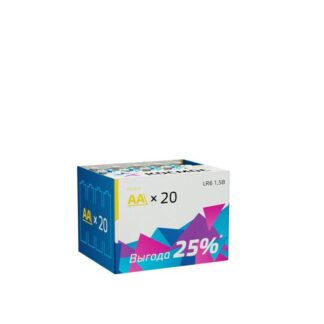 Элемент питания алкалиновый AA/LR6 (уп.20шт) КОСМОС KOCLR620BOX