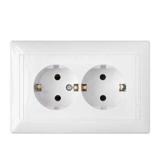 Розетка 2-м СП 16А IP20 с заземл. бел. Bylectrica РС16-313