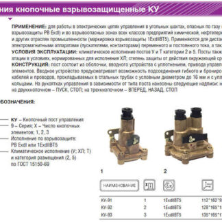 Пост кнопочный КУ-91 1Exdb IIB T5 Gb/Ex tb IIIC T95C Db-ХЛ2 ВЭЛАН
