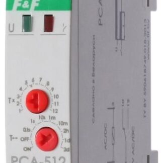Реле времени PCA-512U 8А 12-264В AC/DC 1 перекл. IP20 задержка выключ. монтаж на DIN-рейке F&F EA02.001.002