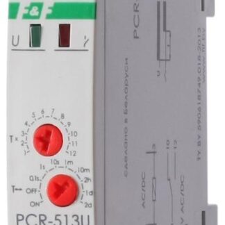 Реле времени PCR-513U 8А 12-264В AC/DC 1 перекл. IP20 задержка включ. монтаж на DIN-рейке F&F EA02.001.004