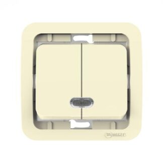 Выключатель 2-кл. СП Mimoza 10А IP20 без вставки с подсветкой крем. Makel 32023