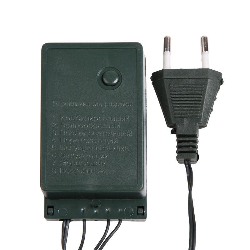 Гирлянда светодиодная "Твинкл Лайт" 10м 80LED мультиколор 5.7Вт 220-240В IP20 с контроллером 8 режимов провод ПВХ темн. зел. Neon-Night 303-049