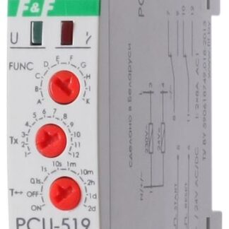Реле времени PCS-519 2х8А 230В AC-24В AC/DC 2п IP20 многофункц. с вход. START/RESET монтаж на DIN-рейке F&F EA02.001.023