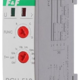 Реле времени PCU-518 8А 230В AC/24В AC/DC 1п IP20 многофункц. с выносн. потенциомметром монтаж на DIN-рейке F&F EA02.001.024