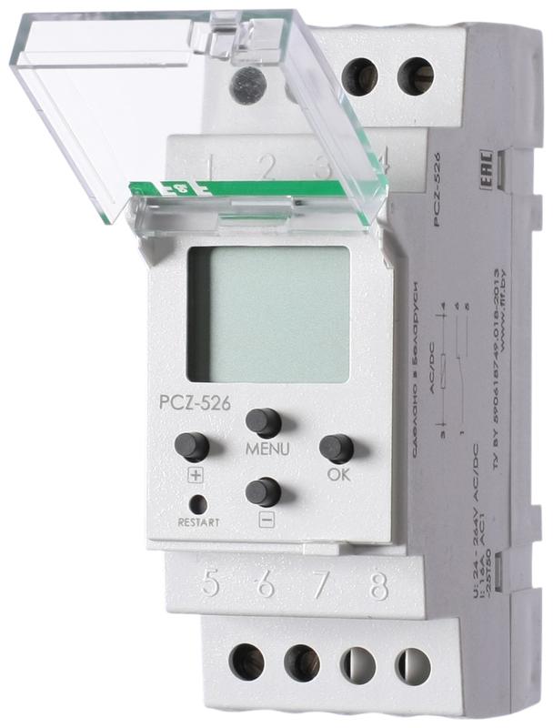 Реле времени астрономическое PCZ-526 16А 24-264В AC/DC 1п IP20 1 канал коррекция вр. включ./выключ. ночной перерыв го...