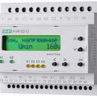 Устройство управления резервным питанием AVR-02-G (2 ввода однофункц. (для работы с генератором) ЖКИ индикатор 35мм 3х400В+N 5х8А 5P IP20 монтаж на DIN-рейке) F&F EA04.006.005