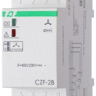 Реле контроля наличия фаз CZF-2B (монтаж на DIN-рейке 35мм 3х400/230+N 8А 1Z IP20) F&F EA04.003.002
