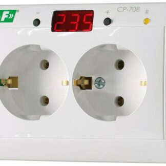 Реле напряжения CP-708 (однофазный; микропроцессорный; цифровая индикация напряжения; розеточный тип корпуса; для установки в монтажную коробку d60мм 150-300В 10А 1Z IP20) F&F EA04.009.008