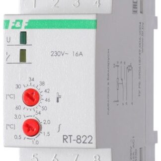 Регулятор температуры RT-822 (от +30 до +60 град.C; выносной датчик; монтаж на DIN-рейке 35мм 50-260В 16А 1P IP20) F&F EA07.001.005