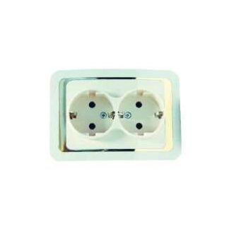 Розетка 2-м СП Mimoza 10А IP20 с заземл. крем./зол. Makel 12682