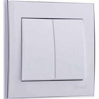 Выключатель 2-кл. СП Rain 10А IP20 с хром. боковой вставкой бел. LEZARD 703-0225-101