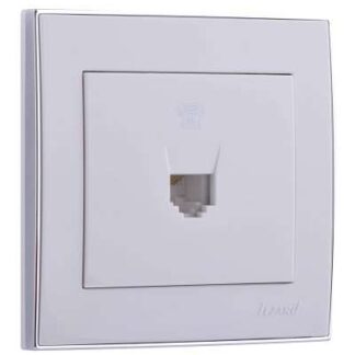 Розетка телефонная 1-м СП Rain RJ11 с хром. боковой вставкой бел. LEZARD 703-0225-137