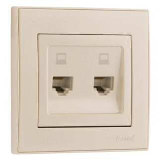 Розетка компьютерная 2-м СП Rain RJ45 жемчуж./бел. перламутр. LEZARD 703-3030-141